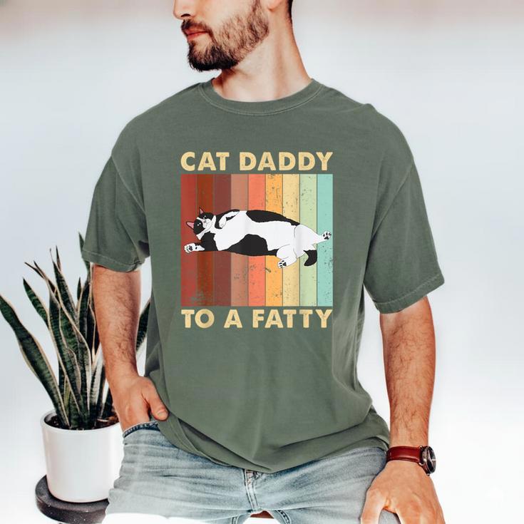 Retro Fat Chonk Dad Tee Cat Daddy To A Fatty Men's Comfort Colors T-Shirt
