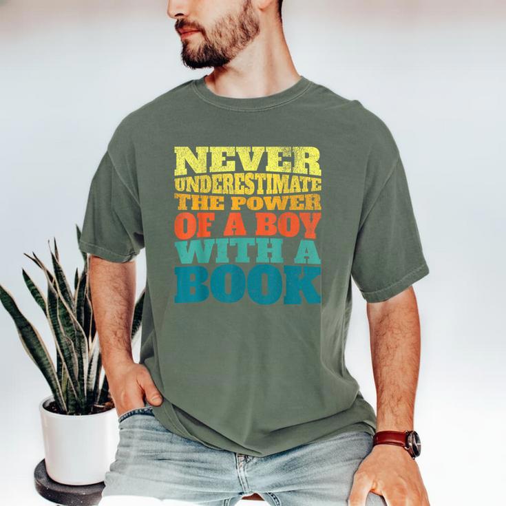 Retro Never Underestimate The Power Of a Boy With a Book Men's Comfort Colors T-Shirt