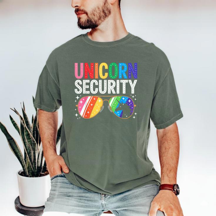Unicorn Security Birthday Family Halloween Costume Mom Dad Men's Comfort Colors T-Shirt