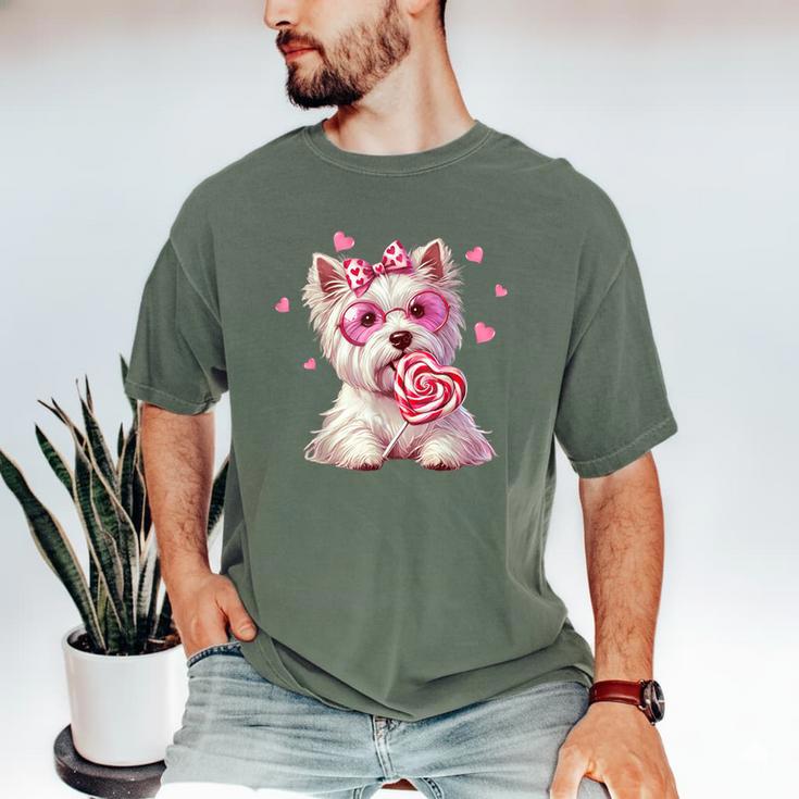 Westie Dog Valentines Day Dog Mom Westie Dad Candy Sucker For Men Women Girls Kids Men's Comfort Colors T-Shirt