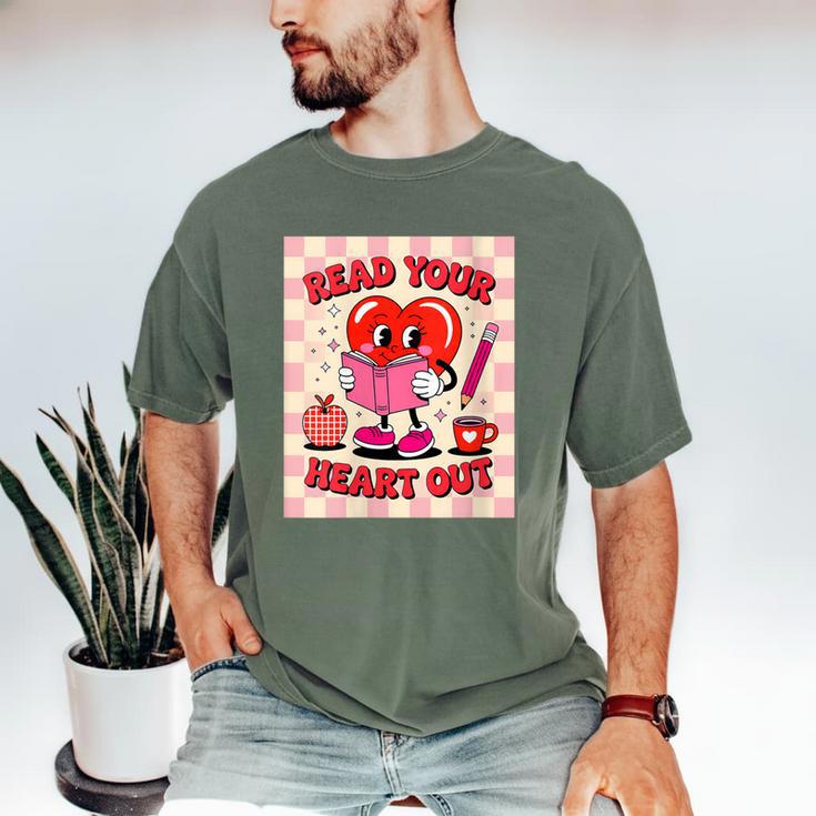 Women's Read Your Heart Out Groovy Bookish Valentine Day Women Girls Men's Comfort Colors T-Shirt