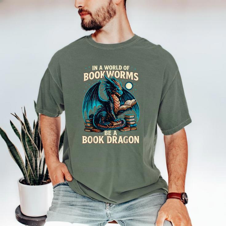 In a World Of Bookworms Be a Book Dragon Reading Men's Comfort Colors T-Shirt