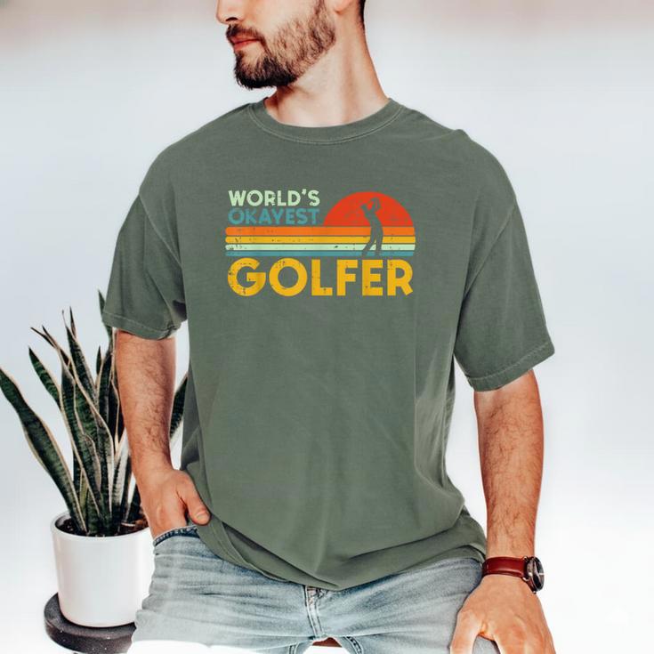 Worlds Okayest Golfer Retro Golf Joke Dad Men Women Kids Men's Comfort Colors T-Shirt
