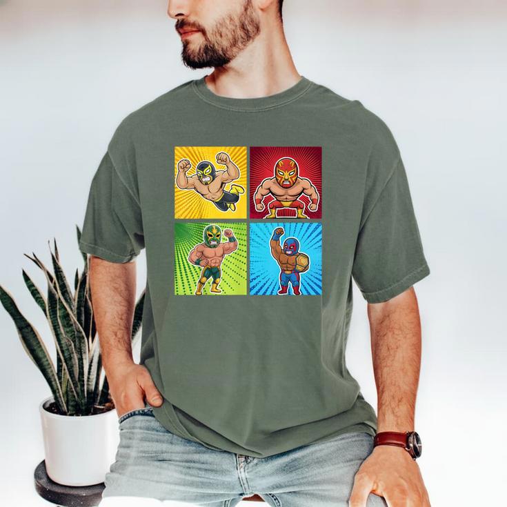 Wrestling Comic Book Wrestler Mexican Lucha Libre Mask Men's Comfort Colors T-Shirt