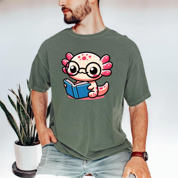 Adorable Book Lover Axolotl With Reading Glasses Cute Men's Comfort Colors T-Shirt Adorable Book Lover Axolotl With Reading Glasses Cute Men's Comfort Colors T-Shirt