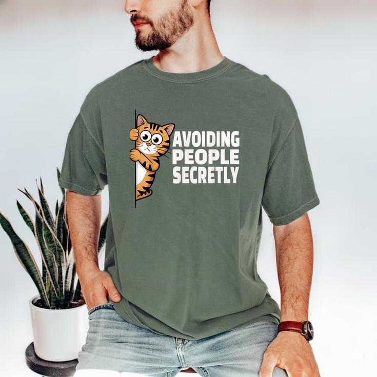 Avoiding People Secretly Cat Introvert Humor Men's Comfort Colors T-Shirt