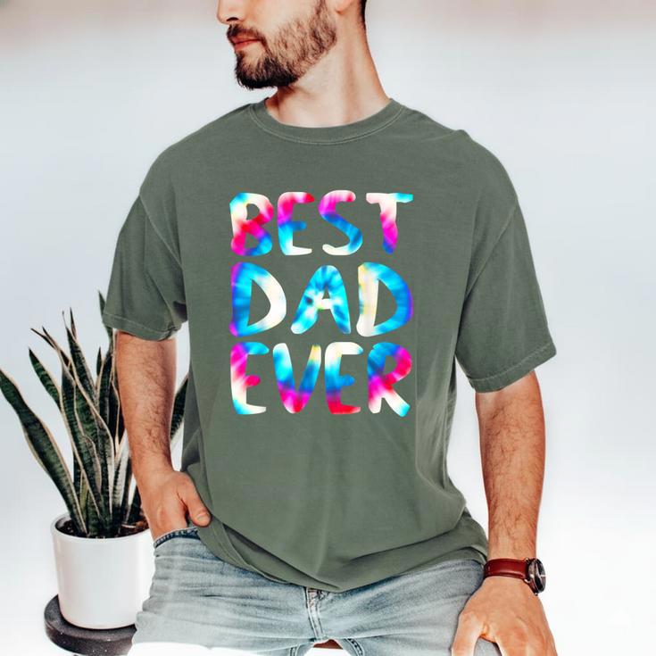Best Dad Ever Colorful Tie Dye Fathers Day Men's Comfort Colors T-Shirt