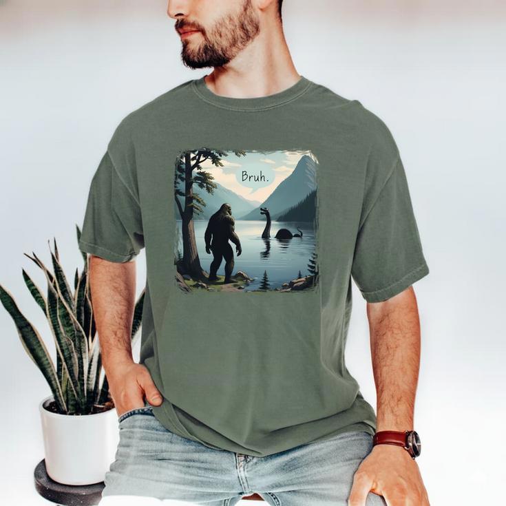 Bigfoot Sasquatch & Loch Ness Monster Introvert Bruh Men's Comfort Colors T-Shirt