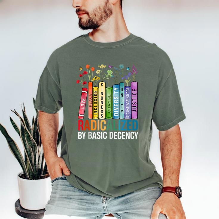 Book Flower Radicalized By Basic Decency Feminist Lgbt Men's Comfort Colors T-Shirt