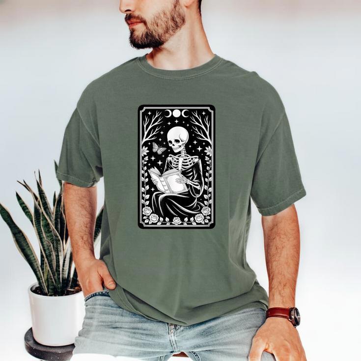 Book Lover The Reader Tarot Card Skeleton Reading Men's Comfort Colors T-Shirt Book Lover The Reader Tarot Card Skeleton Reading Men's Comfort Colors T-Shirt