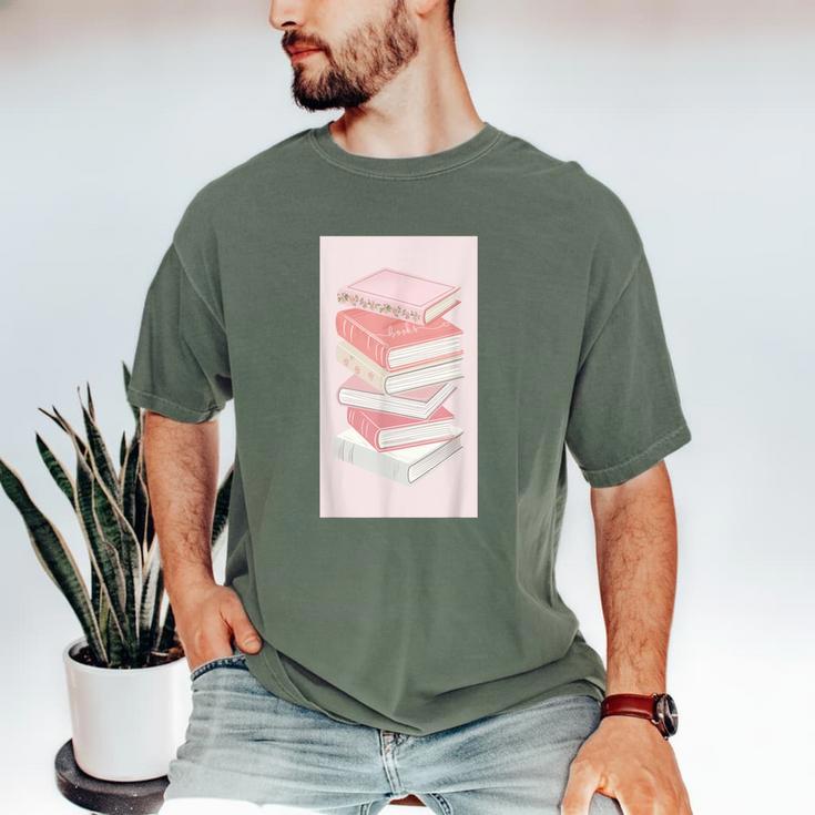 Books Flowers Art Flower Stack Pastel Feminine Men's Comfort Colors T-Shirt
