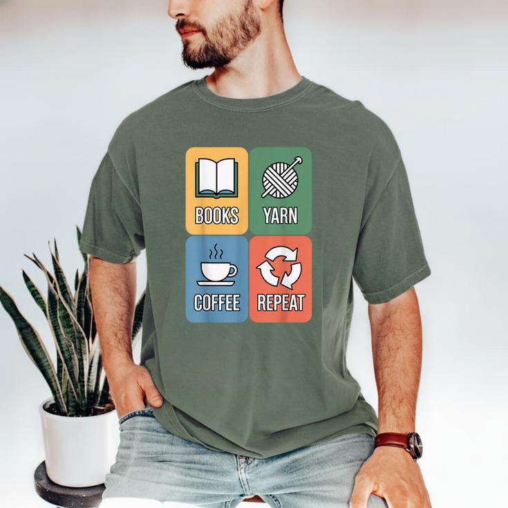 Books Yarn Coffee Repeat Crocheting Men's Comfort Colors T-Shirt