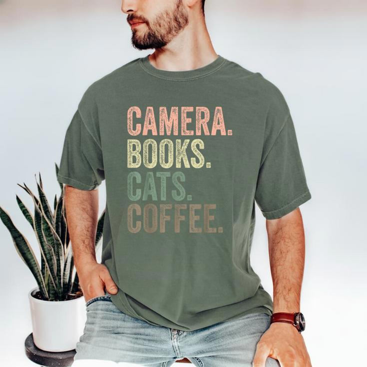Camera Books Cats And Coffee Lover Photography Men Women Men's Comfort Colors T-Shirt
