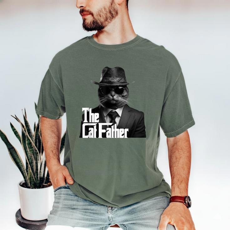 The Catfather Fathersday Best Birthday Cat Dad Men's Comfort Colors T-Shirt