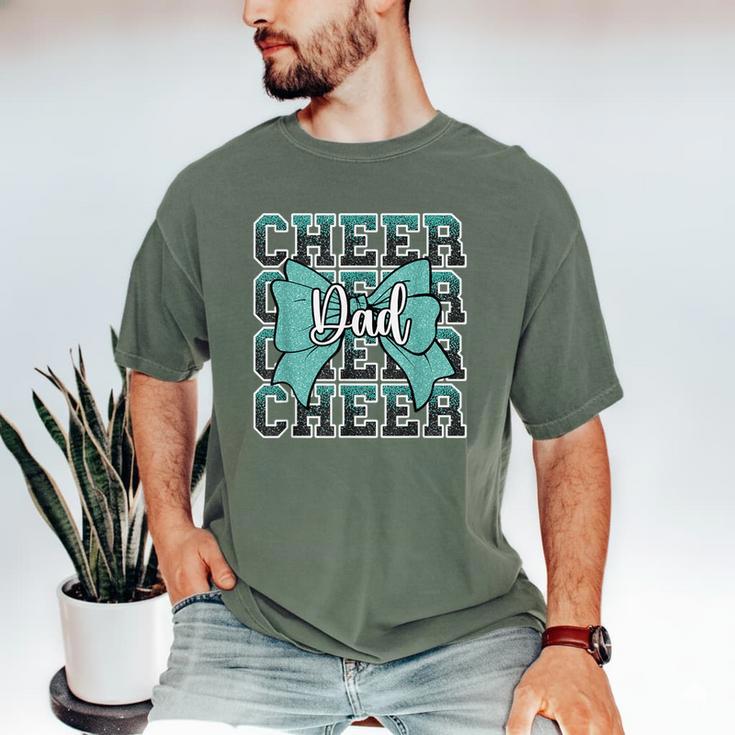 Cheer Dad Daddy Bow Sport Cheerleader Cheerleading Teal Blue Men's Comfort Colors T-Shirt