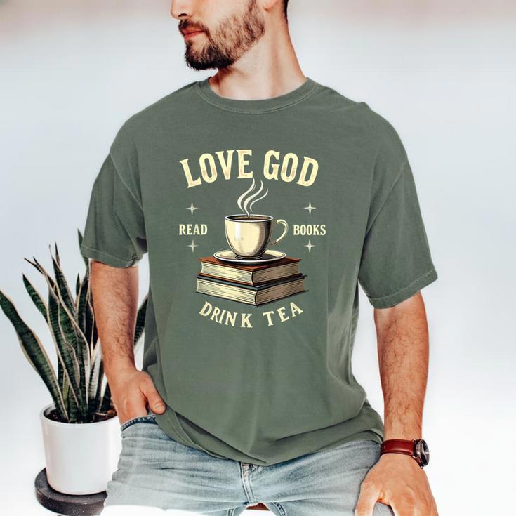 Christian Bookworm Love God Read Books Drink Tea Men's Comfort Colors T-Shirt Christian Bookworm Love God Read Books Drink Tea Men's Comfort Colors T-Shirt