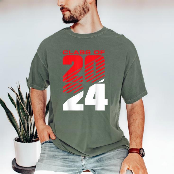 Class Of 2024 High School Senior Graduation Red Sports Style Men's Comfort Colors T-Shirt
