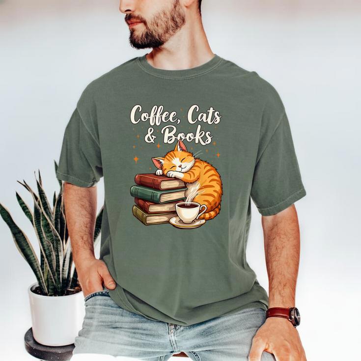 Coffee Cats & Books Lover For Women & Girls Coffee Men's Comfort Colors T-Shirt Coffee Cats & Books Lover For Women & Girls Coffee Men's Comfort Colors T-Shirt