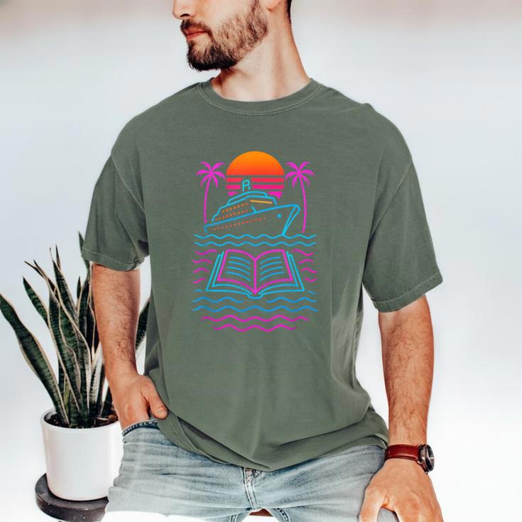 Cruise Ship Vacations Reading Book Lovers Sunset Men's Comfort Colors T-Shirt