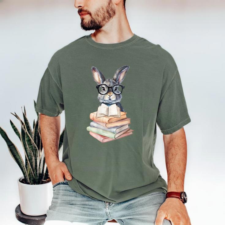 Cute Reading Bunny With Glasses Books Reader Book Bookworm Men's Comfort Colors T-Shirt Cute Reading Bunny With Glasses Books Reader Book Bookworm Men's Comfort Colors T-Shirt