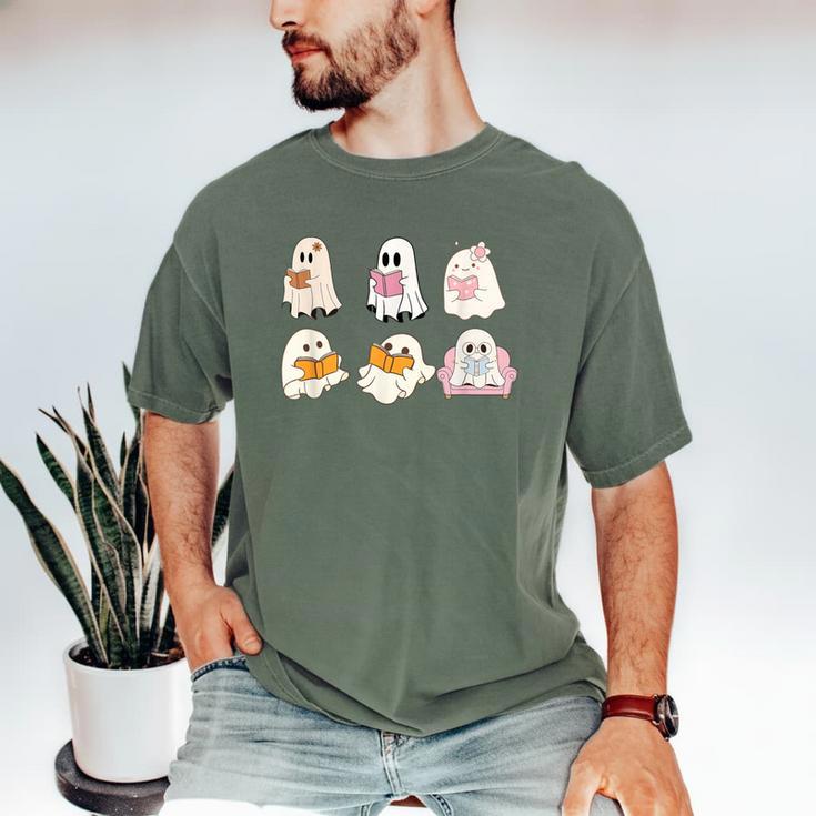 Cute Spooky Reading Book Halloween Fall Ghost Autumn Men's Comfort Colors T-Shirt