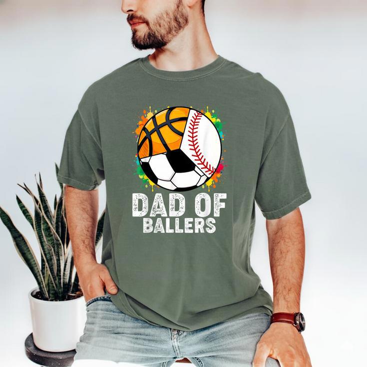 Dad Of Ballers Baseball Soccer Basketball Dad Men's Comfort Colors T-Shirt