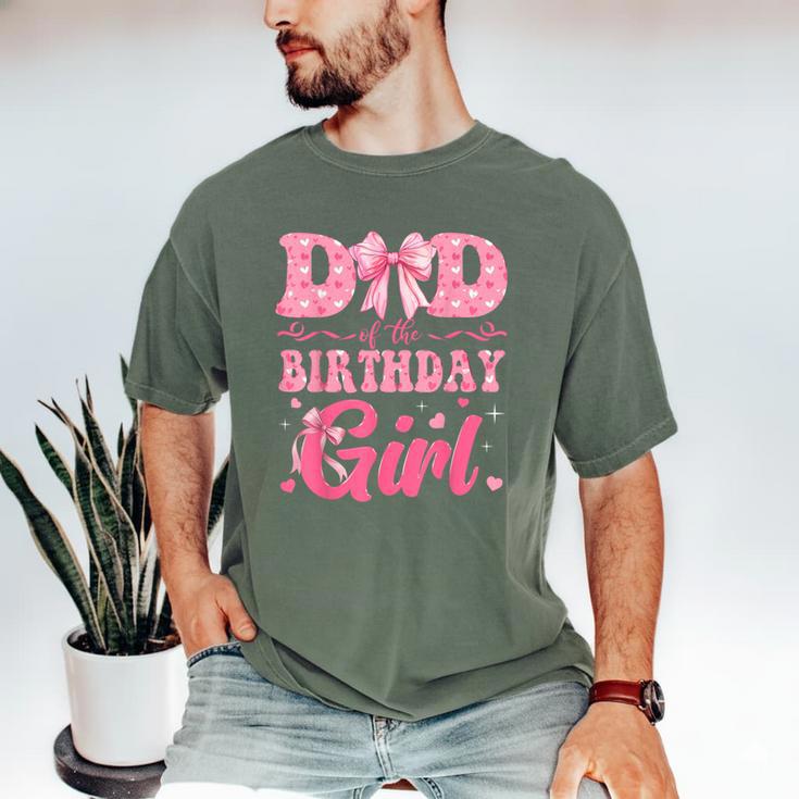 Dad Of The Birthday Girl Family Pink Coquette Bow Men's Comfort Colors T-Shirt