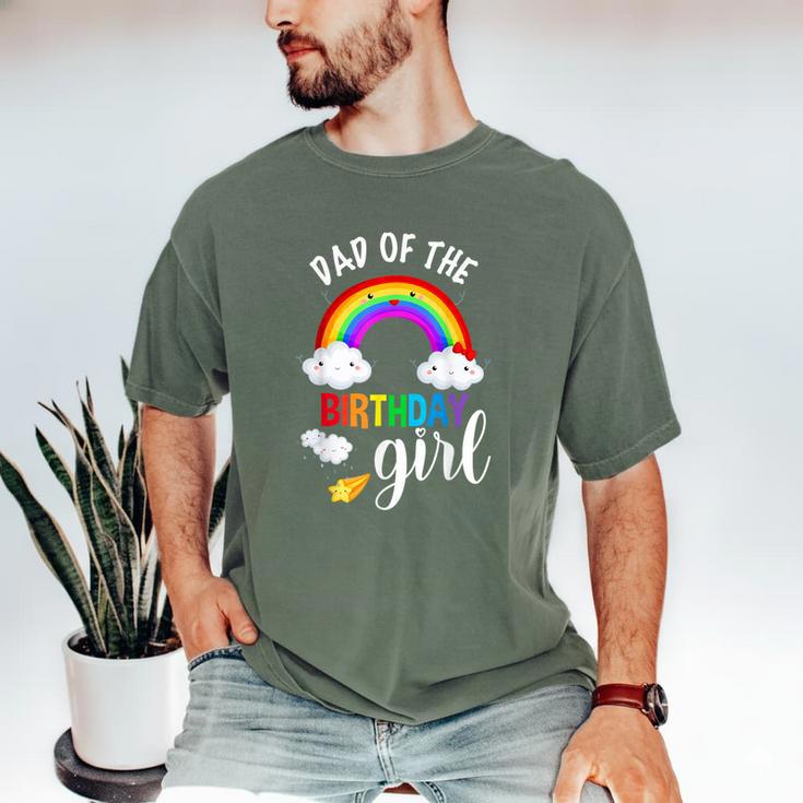 Dad Of The Birthday Girl Rainbow B-Day Matching Family Men's Comfort Colors T-Shirt