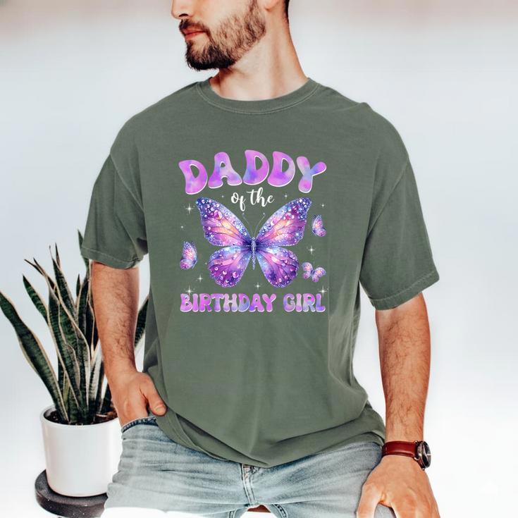 Dad Of The Birthday Girl Tie Dye Butterfly Birthday Family Men's Comfort Colors T-Shirt