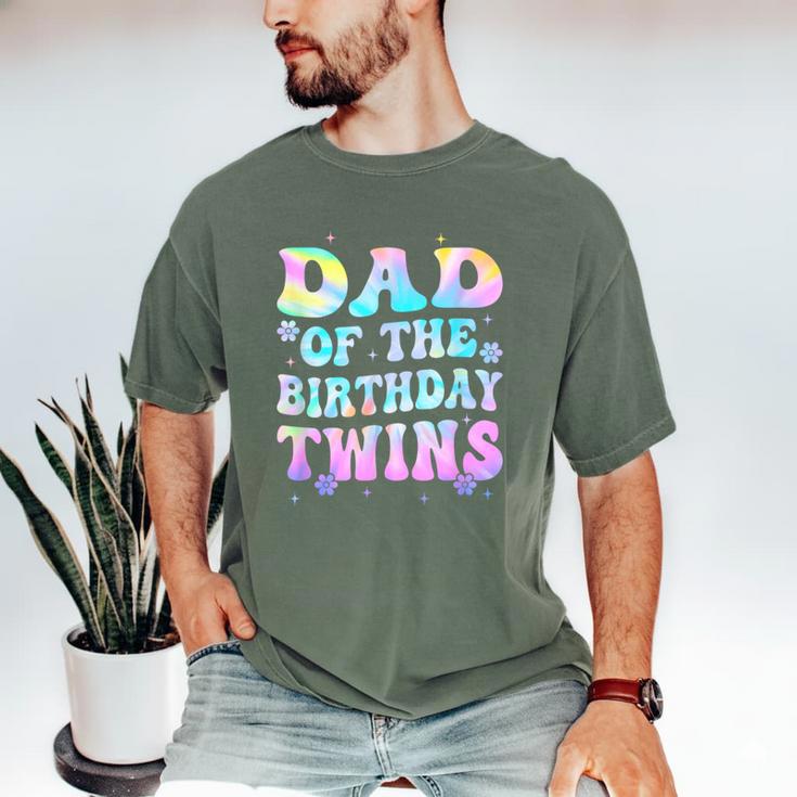 Dad Of The Birthday Twins Girls Kids Party Retro Bday Men's Comfort Colors T-Shirt