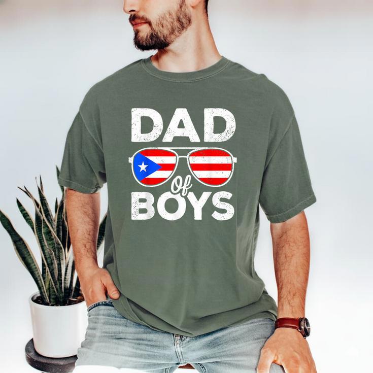 Dad Of Boys Fathers Day Retro Puerto Rico Flag Boricua Dad Men's Comfort Colors T-Shirt