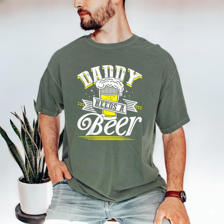 Dad Needs A Beer Button Up Shirts Beer Drinking Lover Men's Comfort Colors T-Shirt