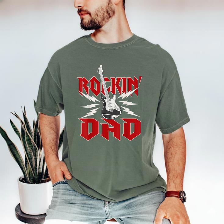 Dad Rockin One Birthday Family Matching Rock Guitar Men's Comfort Colors T-Shirt Dad Rockin One Birthday Family Matching Rock Guitar Men's Comfort Colors T-Shirt