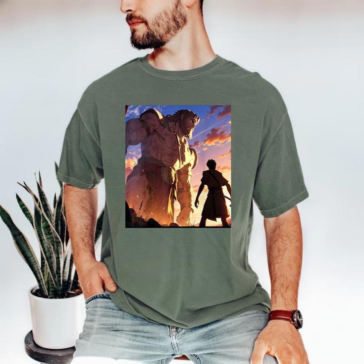 David And Goliath Bible Book Of Samuel Famous Bible Story Men's Comfort Colors T-Shirt