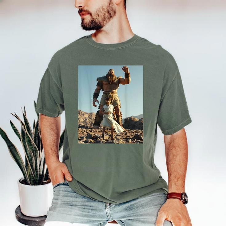 David And Goliath Bible Book Of Samuel King David Men's Comfort Colors T-Shirt