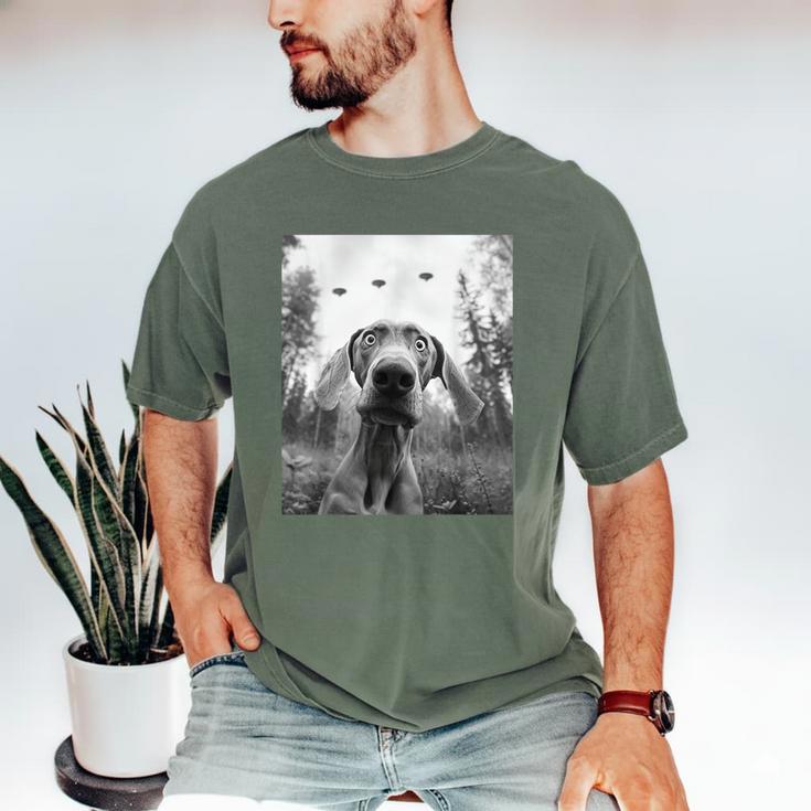 Dog Mom Dad Alien Selfie Weimaraner UFO For Men Women Men's Comfort Colors T-Shirt