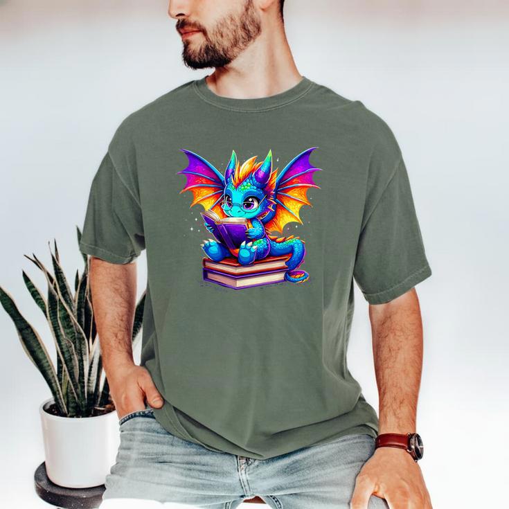 Dragon Reading a Book Bookworm Book Men's Comfort Colors T-Shirt Dragon Reading a Book Bookworm Book Men's Comfort Colors T-Shirt