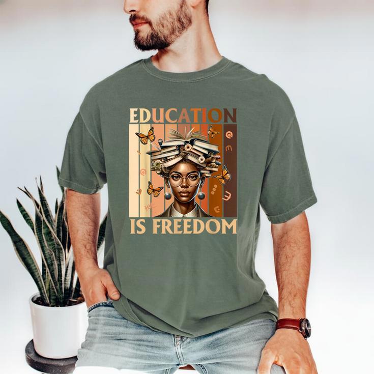 Education Is Freedom Teacher Books Black History Women Men's Comfort Colors T-Shirt