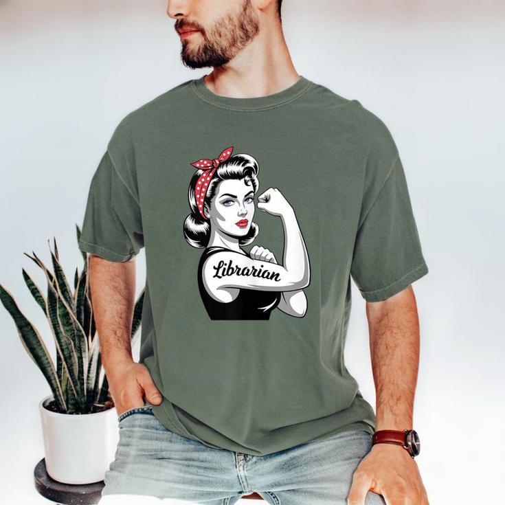 Female Librarian Rosie Riveter Book Guardian Woman Men's Comfort Colors T-Shirt