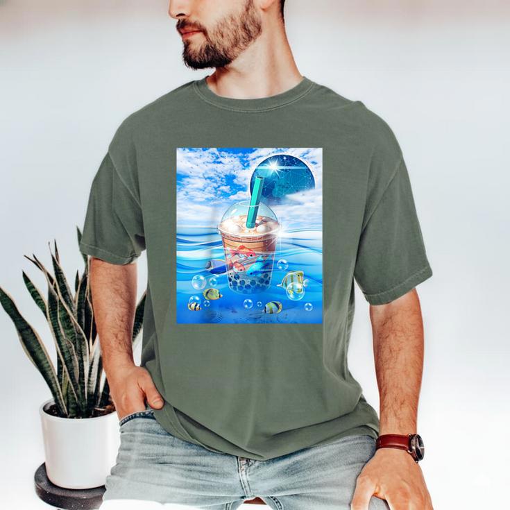Frutiger Aero Aesthetic Tech Bubble Tea Boba Milktea Fishes Raglan Baseball Tee Men's Comfort Colors T-Shirt Frutiger Aero Aesthetic Tech Bubble Tea Boba Milktea Fishes Raglan Baseball Tee Men's Comfort Colors T-Shirt