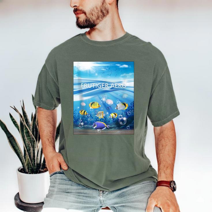 Frutiger Aero Aesthetic Tech Ocean Underwater Fishes Men's Comfort Colors T-Shirt Frutiger Aero Aesthetic Tech Ocean Underwater Fishes Men's Comfort Colors T-Shirt