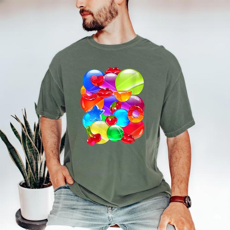 Frutiger Aero Aesthetic Tech Orb Pattern Heart Cherry Lips Men's Comfort Colors T-Shirt Frutiger Aero Aesthetic Tech Orb Pattern Heart Cherry Lips Men's Comfort Colors T-Shirt