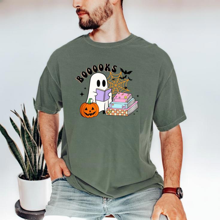 Ghost Reading Halloween Women Teacher Book Lover Men's Comfort Colors T-Shirt
