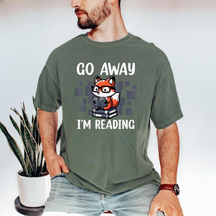 Go Away I'm Reading Book Reader Cute Fox Librarians Men's Comfort Colors T-Shirt