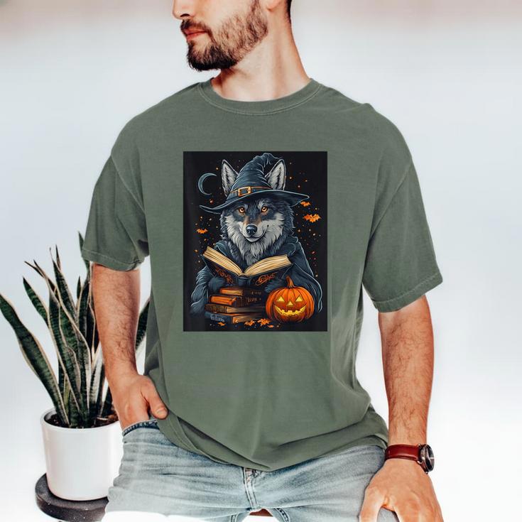 Halloween Girls Boys Cute Wolf Book Pumpkin Kids Halloween Men's Comfort Colors T-Shirt