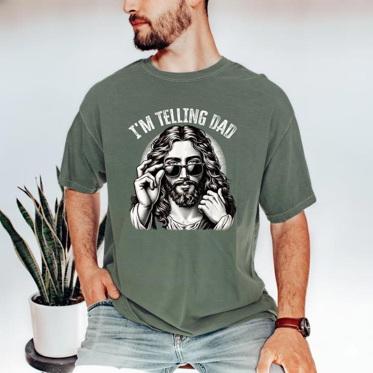I'm Telling Dad Saying Religious Christian Jesus Meme Men's Comfort Colors T-Shirt