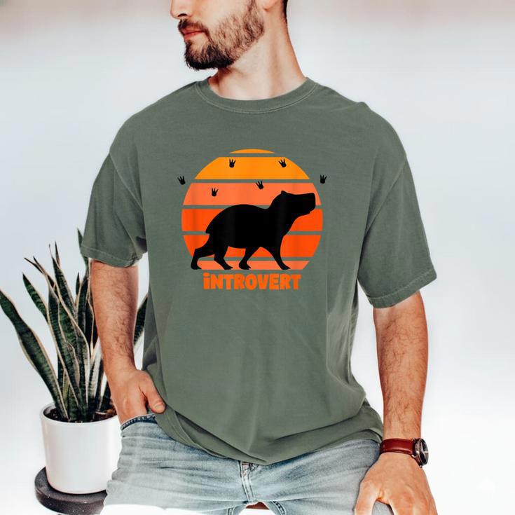 Introvert Retro Sunset Capybara Tee Men's Comfort Colors T-Shirt