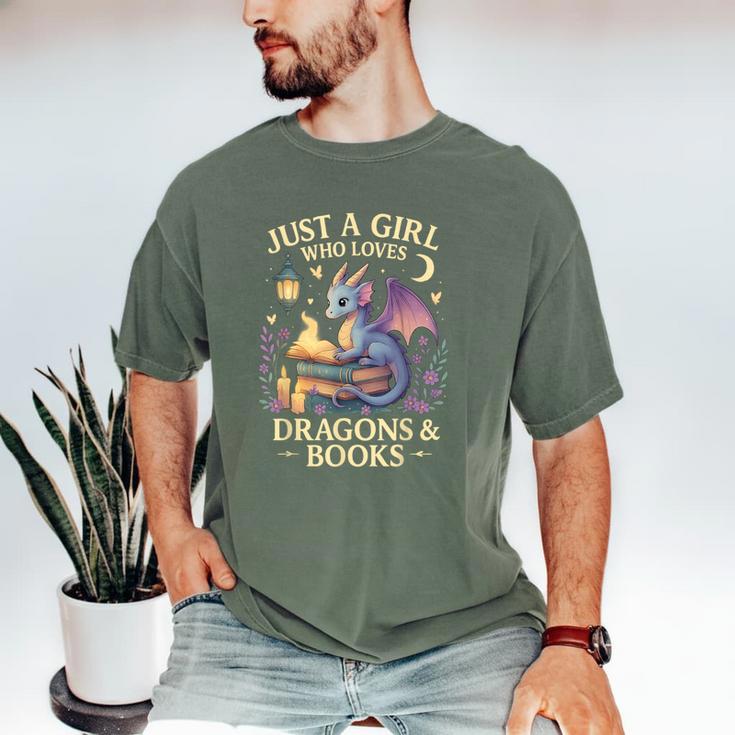 Just a Girl Who Loves Cute Dragons And Books Men's Comfort Colors T-Shirt