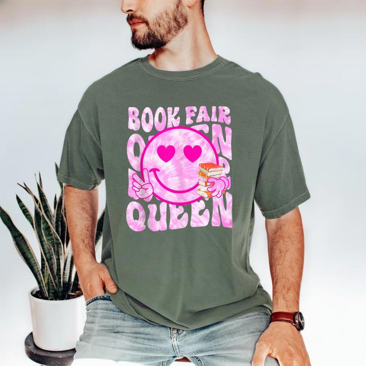 Library Book Fair Queen Vibe Groovy Tie Dye School Reading Men's Comfort Colors T-Shirt