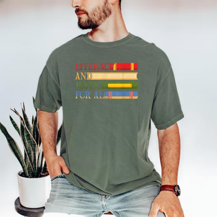 Literacy And Justice For All Reading Book Club Librarian Men's Comfort Colors T-Shirt